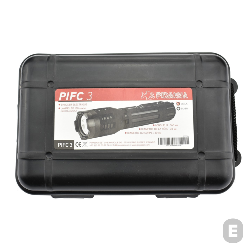 Lanternă cu electroșoc Piranha PIFC3 cu 3.2 milioane de volți (negru)